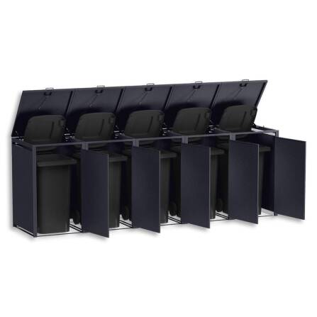 Metzler Mülltonnenbox | 5er | 240l | Eisenglimmer | aus Stahl | rostfrei & massiv | Türgriff mit Schloss