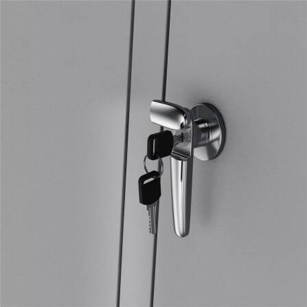 Metzler Cassonetto per rifiuti | 5 unità | 240l | Grigio | in acciaio | inox & massiccio | Maniglia porta con serratura