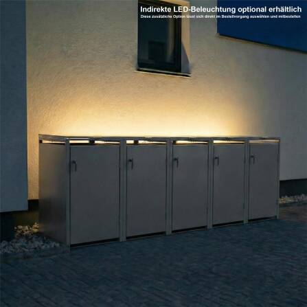 Metzler Cassonetto per rifiuti | 5 unità | 240l | Grigio | in acciaio | inox & massiccio | Maniglia porta con serratura