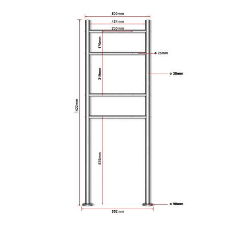 Metzler Briefkastenständer | 2er vertikal  | Edelstahl gebürstet | Erpo
