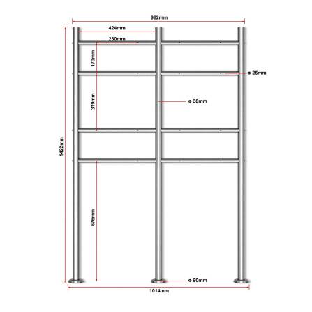 Metzler Briefkastenständer | 4er | Edelstahl gebürstet | Erpo
