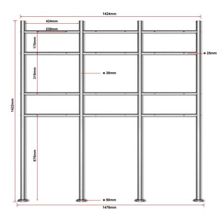 Metzler Briefkastenständer | 6er | Edelstahl gebürstet | Erpo