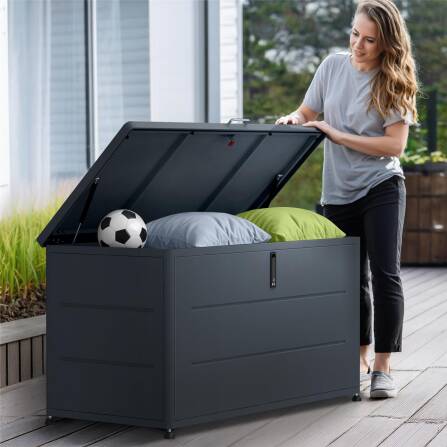 Metzler Gartenbox | Aufbewahrungsbox für den Außenbereich | Pulverbeschichtet in RAL 7016 Anthrazit