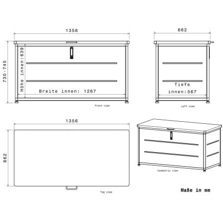 Metzler Gartenbox | Aufbewahrungsbox für den Außenbereich | Pulverbeschichtet in RAL 7016 Anthrazit