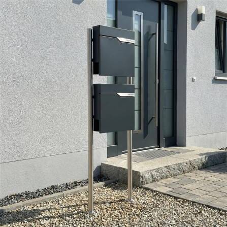 Metzler Standbriefkasten | 2er vertikal | personalisiert mit Gravur