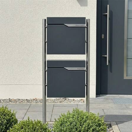 Metzler Boîte aux lettres | 2x | personnalisée avec gravure | Anthracite RAL 7016