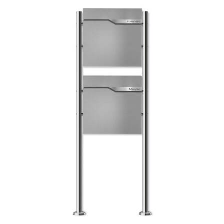 Metzler Standbriefkasten | 2er vertikal | personalisiert mit Gravur | Grau