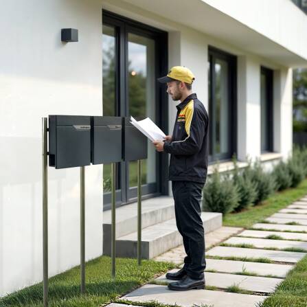 Metzler Standbriefkasten Mehrfamilienhaus | 3er | personalisiert mit Gravur