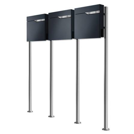 Metzler Standbriefkasten Mehrfamilienhaus | 3er | personalisiert mit Gravur | RAL 7016 Anthrazit