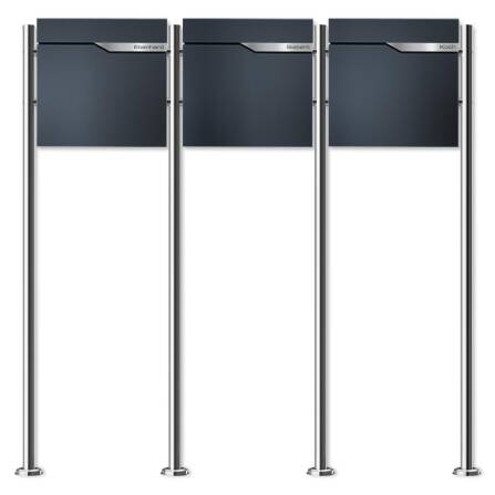 Metzler Standbriefkasten Mehrfamilienhaus | 3er | personalisiert mit Gravur | RAL 7016 Anthrazit