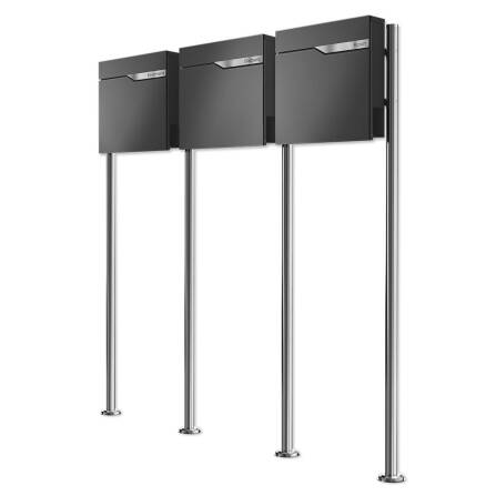 Metzler Standbriefkasten Mehrfamilienhaus | 3er | personalisiert mit Gravur | Eisenglimmer