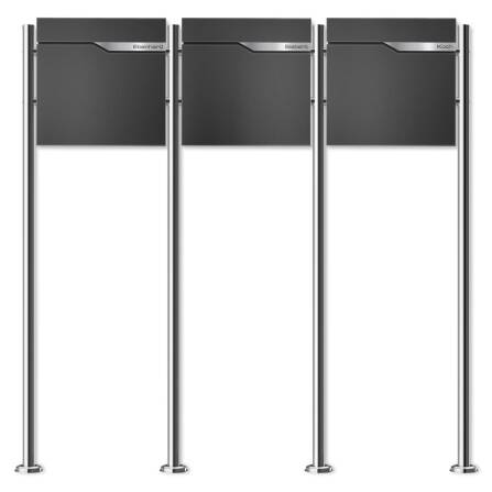 Metzler Standbriefkasten Mehrfamilienhaus | 3er | personalisiert mit Gravur | Eisenglimmer