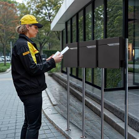 Metzler Standbriefkasten Mehrfamilienhaus | 3er | personalisiert mit Gravur | Eisenglimmer