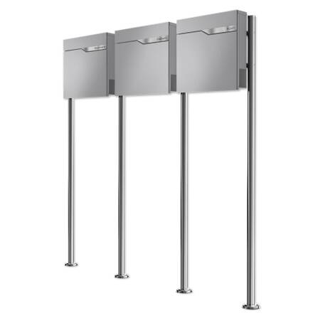 Metzler Standbriefkasten Mehrfamilienhaus | 3er | personalisiert mit Gravur | Grau