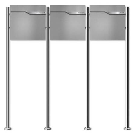 Metzler Standbriefkasten Mehrfamilienhaus | 3er | personalisiert mit Gravur | Grau