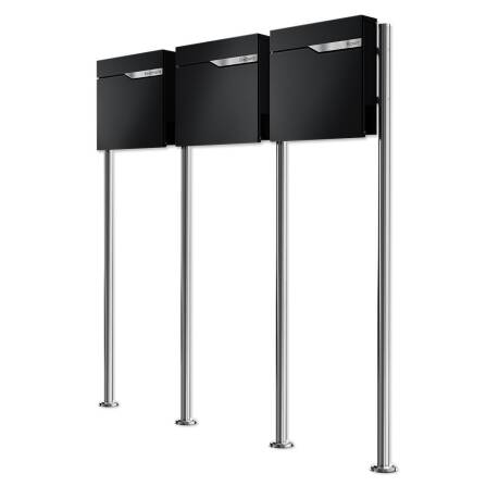 Metzler Cassetta Postale Indipendente Per Casa Plurifamiliare | 3 unità | personalizzata con incisione | Nero