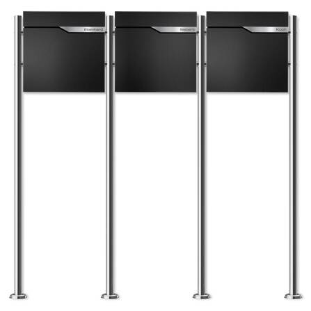 Metzler Cassetta Postale Indipendente Per Casa Plurifamiliare | 3 unità | personalizzata con incisione | Nero