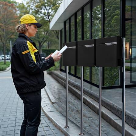 Metzler Cassetta Postale Indipendente Per Casa Plurifamiliare | 3 unità | personalizzata con incisione | Nero