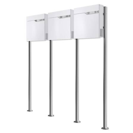 Metzler Standbriefkasten Mehrfamilienhaus | 3er | personalisiert mit Gravur | Weiß