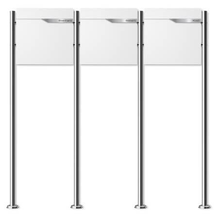 Metzler Standbriefkasten Mehrfamilienhaus | 3er | personalisiert mit Gravur | Weiß