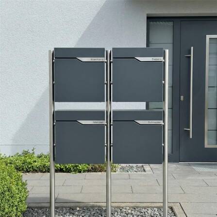 Metzler Standbriefkasten Mehrfamilienhaus | 4er | personalisiert mit Gravur