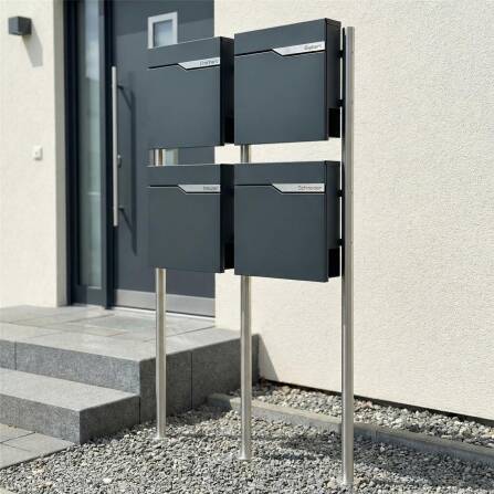Metzler Standbriefkasten Mehrfamilienhaus | 4er | personalisiert mit Gravur