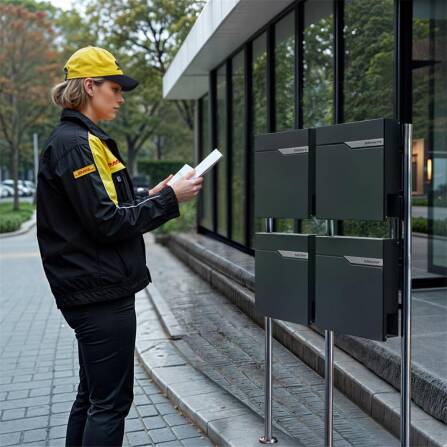 Metzler Standbriefkasten Mehrfamilienhaus | 4er | personalisiert mit Gravur