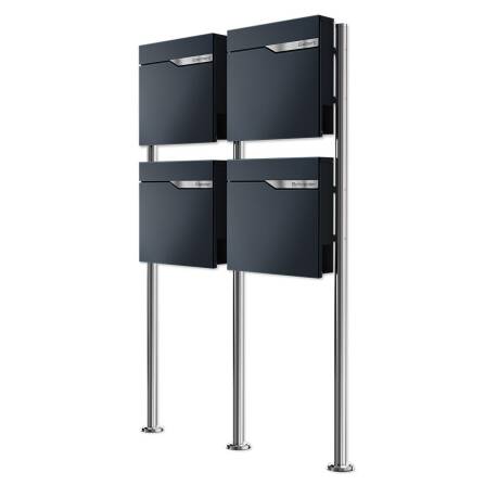 Metzler cassetta postale per condomini | 4 unità | personalizzata con incisione | RAL 7016 Antracite