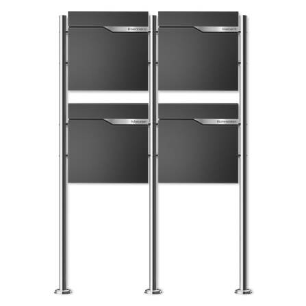 Metzler cassetta postale autoportante per condomini | 4 unità | personalizzata con incisione | effetto ferro micaceo