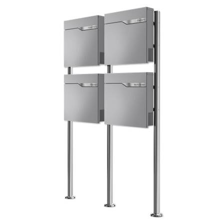 Metzler Standbriefkasten Mehrfamilienhaus | 4er | personalisiert mit Gravur | Grau