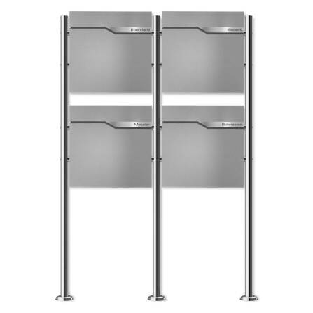 Metzler Standbriefkasten Mehrfamilienhaus | 4er | personalisiert mit Gravur | Grau