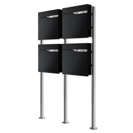 Metzler Standbriefkasten Mehrfamilienhaus | 4er | personalisiert mit Gravur | Schwarz