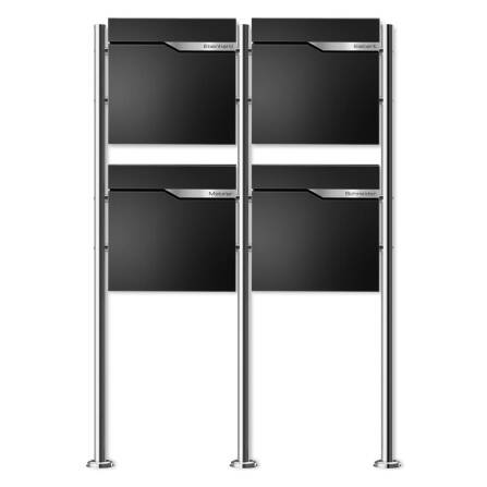 Metzler Standbriefkasten Mehrfamilienhaus | 4er | personalisiert mit Gravur | Schwarz