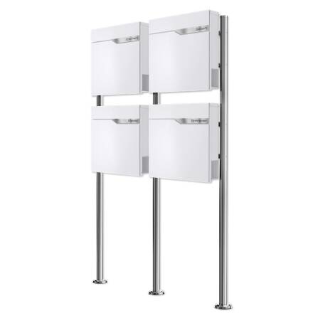 Metzler Standbriefkasten Mehrfamilienhaus | 4er | personalisiert mit Gravur | Weiß