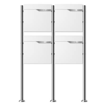 Metzler Standbriefkasten Mehrfamilienhaus | 4er | personalisiert mit Gravur | Weiß