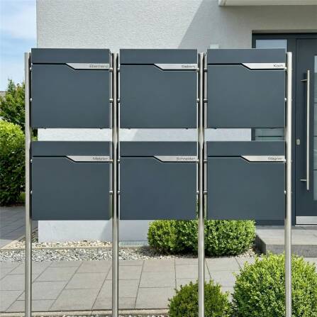 Metzler Standbriefkasten Mehrfamilienhaus | 6er | personalisiert mit Gravur