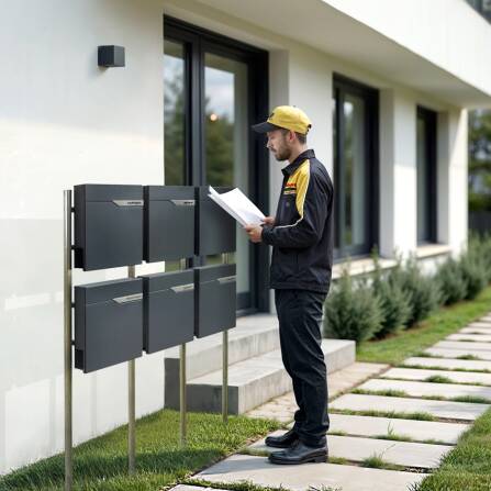 Metzler Standbriefkasten Mehrfamilienhaus | 6er | personalisiert mit Gravur