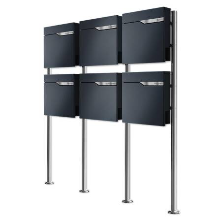 Metzler Cassetta postale indipendente per condomini | 6 unità | personalizzata con incisione | RAL 7016 Antracite