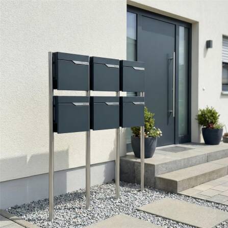 Metzler Cassetta postale indipendente per condomini | 6 unità | personalizzata con incisione | RAL 7016 Antracite