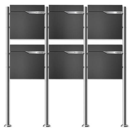 Metzler Standbriefkasten Mehrfamilienhaus | 6er | personalisiert mit Gravur | Eisenglimmer