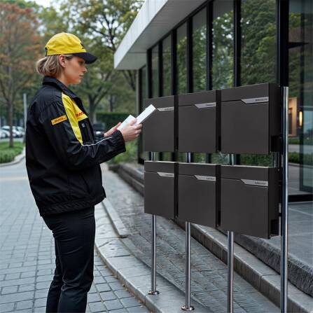 Metzler Standbriefkasten Mehrfamilienhaus | 6er | personalisiert mit Gravur | Eisenglimmer