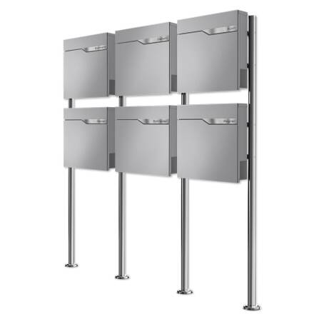 Metzler Standbriefkasten Mehrfamilienhaus | 6er | personalisiert mit Gravur | Grau