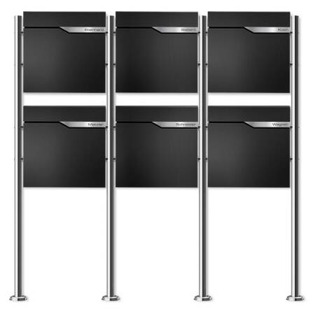 Metzler Boîte aux lettres pour immeuble collectif | 6x | personnalisée avec gravure | Noir