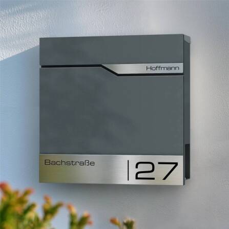 Metzler Briefkasten Basaltgrau RAL 7012 hochwertiger Stahl | Siebert