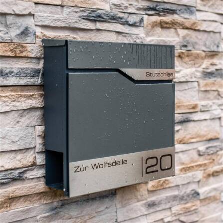 Metzler Briefkasten Basaltgrau RAL 7012 hochwertiger Stahl | Siebert