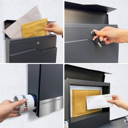 Metzler Briefkasten Basaltgrau RAL 7012 hochwertiger Stahl | Siebert
