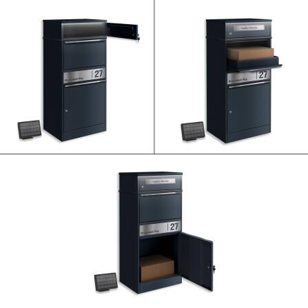 Metzler boîte à colis et aux lettres | LED | Anthracite RAL 7016 | personnalisée avec gravure | Plaque de nom en acier inoxydable