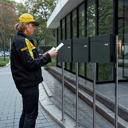 Metzler Standbriefkasten Mehrfamilienhaus | 3er | mit austauschbarem Namensschild