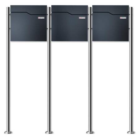 Metzler Boîte aux lettres avec support | 3x | Plaques de nom échangeables | RAL 7016 Anthracite