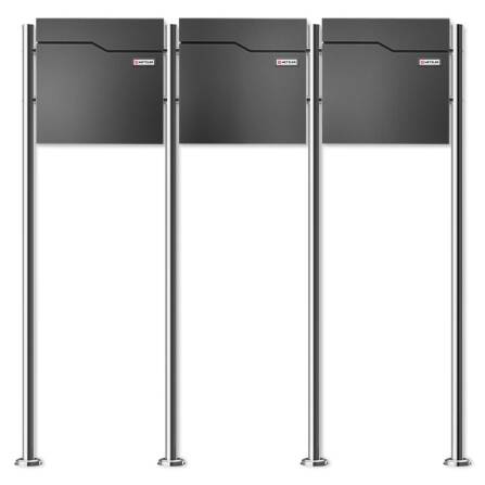 Metzler Cassetta Postale Verticale Plurifamiliare | 3er | con targhetta del nome sostituibile | Effetto Ferro Micaceo